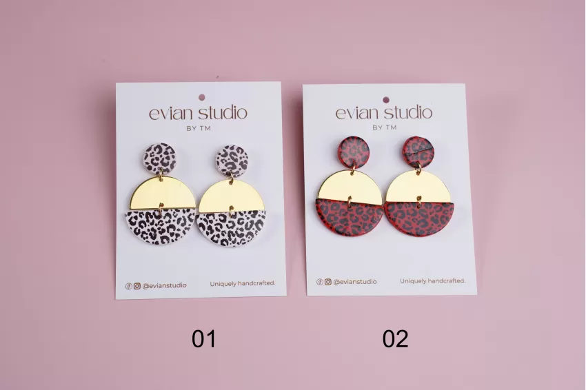 Cow Print Metal Clay Earrings