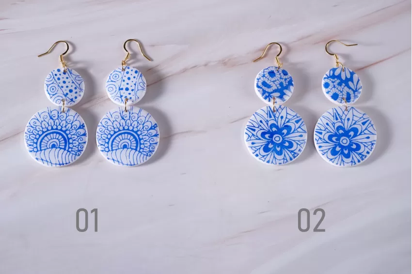 The Ceramics Clay Earrings, Characteristic White Background Of Thanh Hoa Porcelain, Ladylike Style, Luxurious And Noble