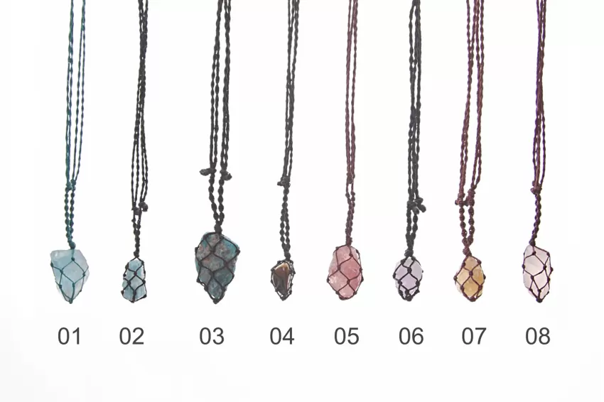 Feng Shui Crystal Macrame Necklace, Brings Positive Energy, Handmade Necklace, Natural Stones, Signifies Prosperity And Health