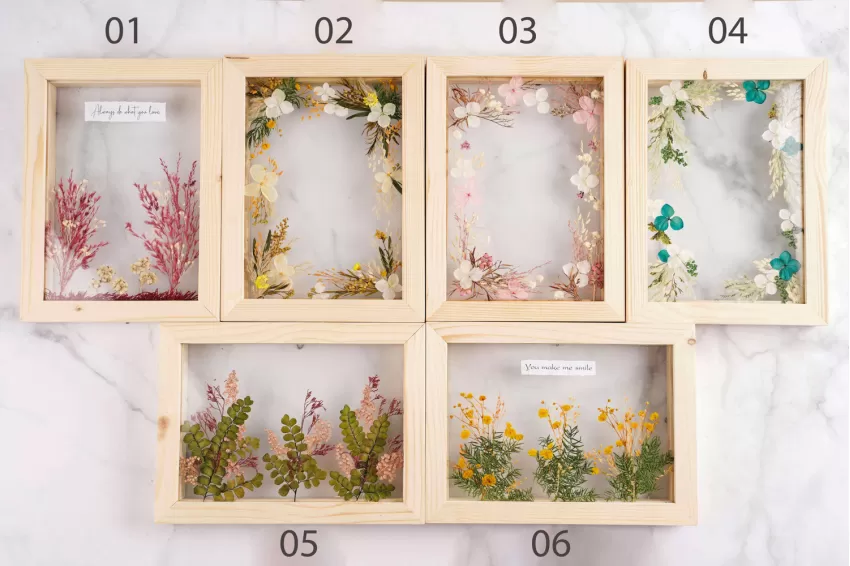 Pressed Flowers Rectangular Wooden Frame