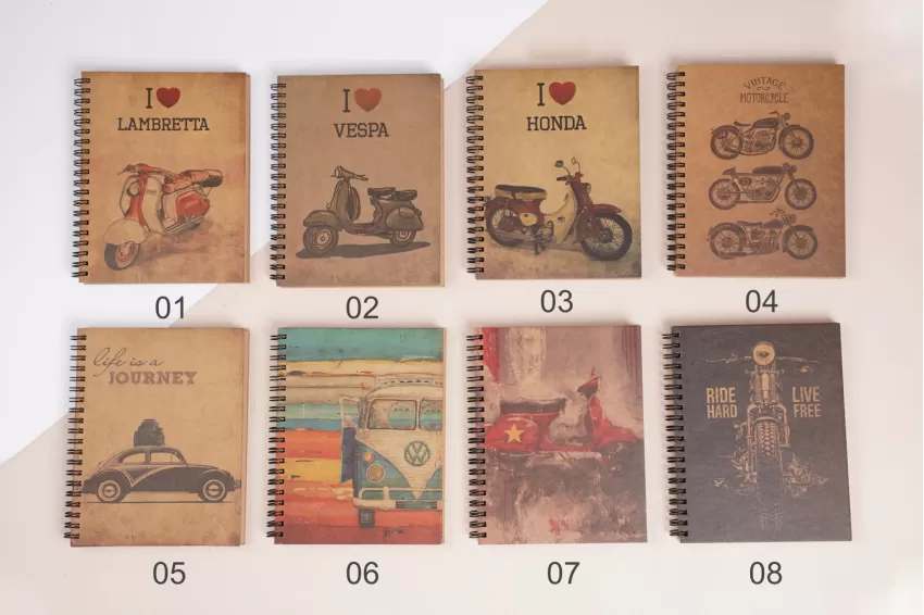 Kraft Notebook With Vintage Vehicle Cover, Non-Bleeding Paper Material, Good Ink Adhesion, Suitable for Daily Note-Taking