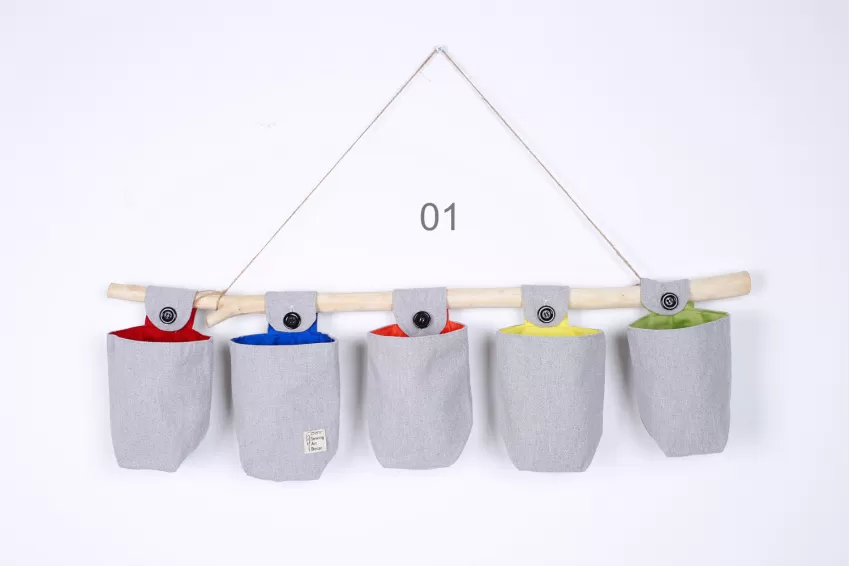 Cloth Hang Wall Organizer, Neatly Stores Items, Unique Design, Made from Cotton Canvas, Sturdy and Durable, Home Decor