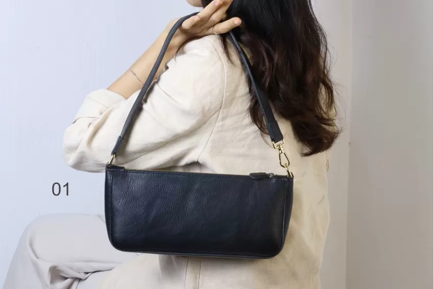 Camilia Baguette Leather Shoulder Bag