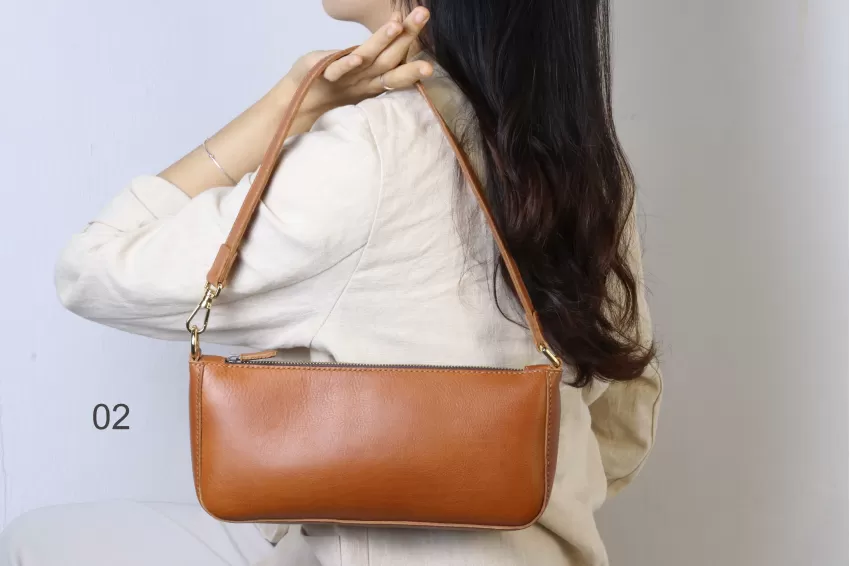 Camilia Baguette Leather Shoulder Bag