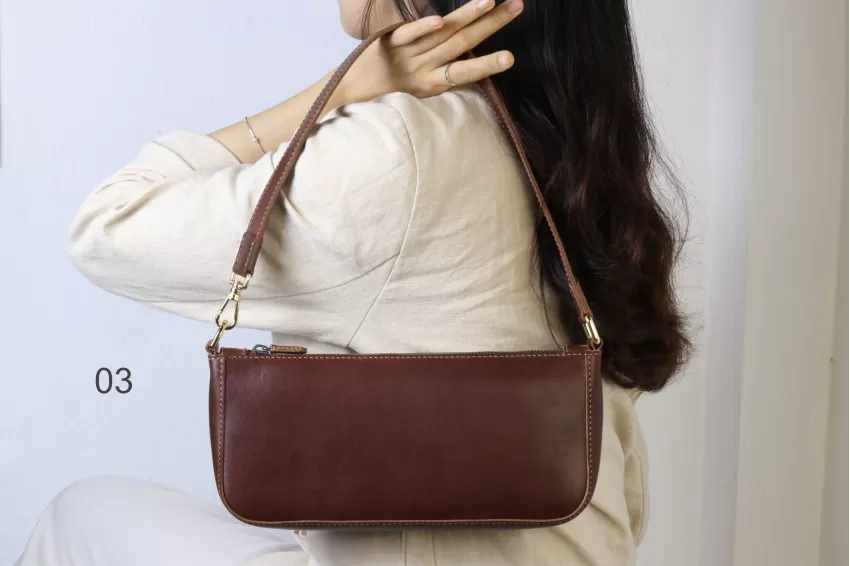 Camilia Baguette Leather Shoulder Bag