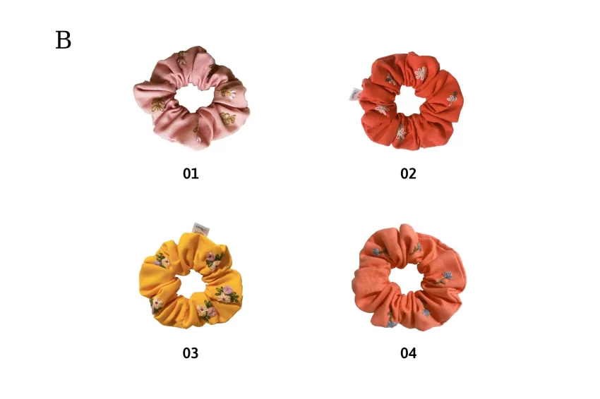 Scrunchies Linen Thêu Tay, Màu ́m, Buộc Tóc Vải, Chất Liệu Linen Mềm Mại, Họa Tiết Hoa Xinh Xắn, Phụ Kiện Tóc Phong Cách Nàng Thơ