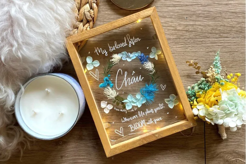 Personalized Dried Flower Art, Custom Names, Messages, And Artistic Wreaths, Perfect Wedding Gift, Unique Birthday Gift