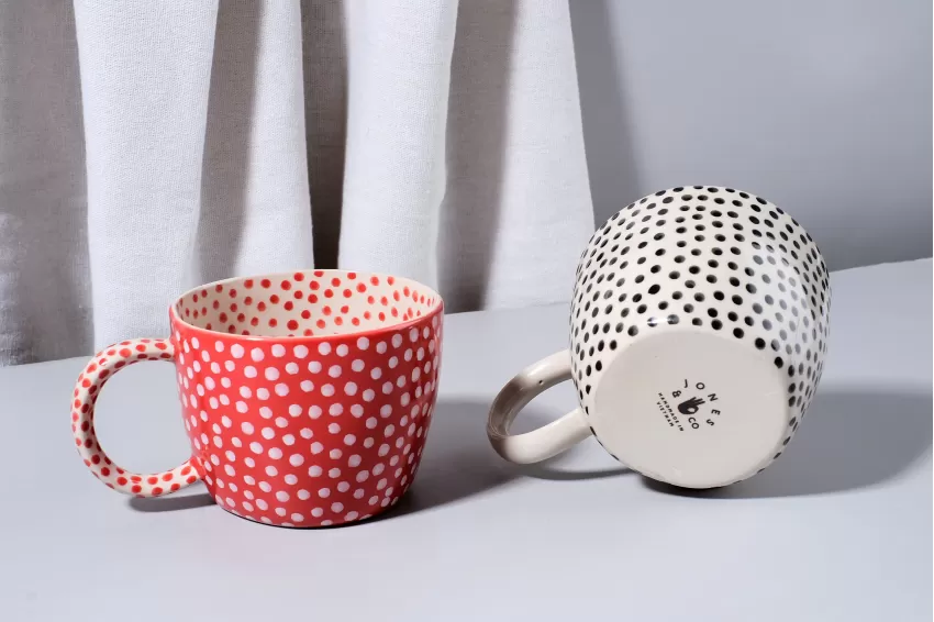 Dotty Ceramic Cup, 2 Color Options, Striking and Eye-Catching Design, Vietnamese Ceramic, High-Quality Handcrafted Product