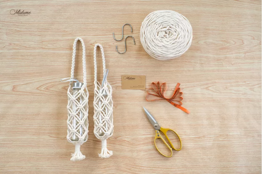 Macrame Bottle Holder, Eye-catching and Unique Design, Intricately Knotted Macrame Button, Durable Material, Reusable