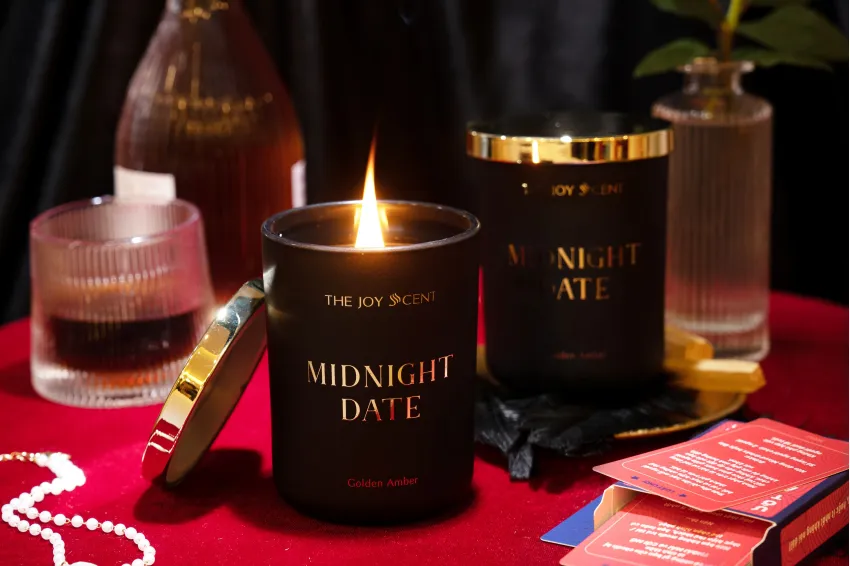 Midnight Date Scented Candle, Amber Gold Scented Candle, Romantic Candle, Gift Candle, Soy Wax, Essential Oil, Gift For Valentine's Day, 250Gr Jar Midnight Date Scented Candle, Amber Gold Scented Candle, Romantic Candle, Gift Candle, Soy Wax, Essential Oil, Gift For Valentine's Day, 250Gr Jar