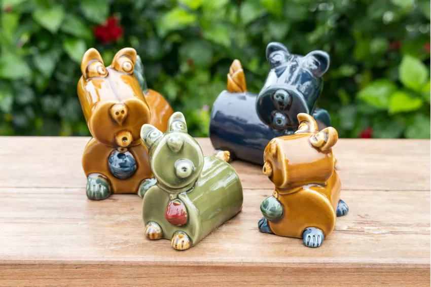 A Family Of Dog Ceramic Figurine Set