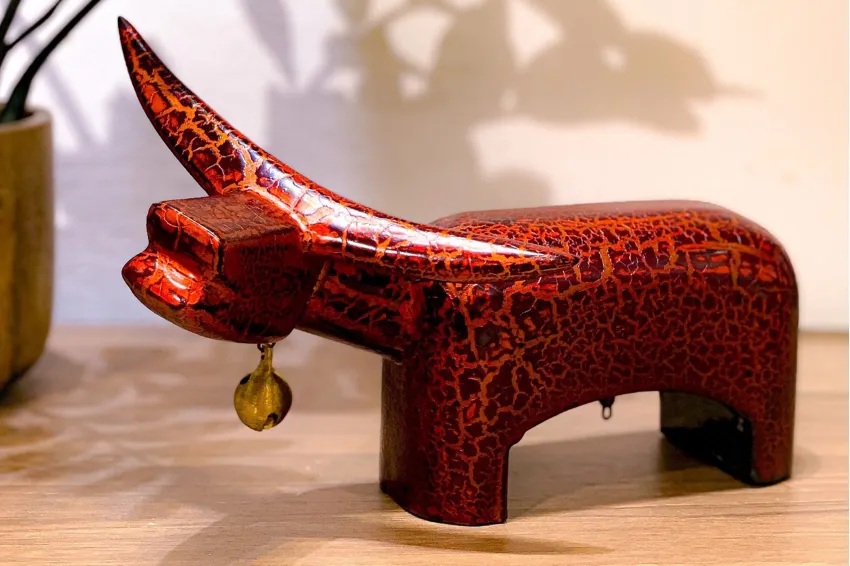 Red Lacquer Buffalo Figurine, Corporate Gift