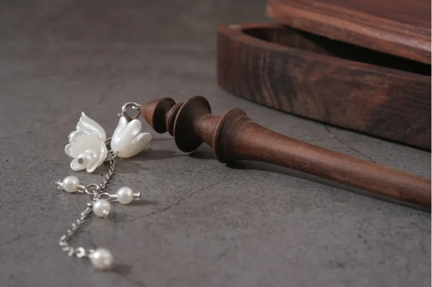 Lily Of The Valley 2 Dangle Wooden Hair Stick, Elegant Hair Accessory, Delicate White Orchid Blooms, Soft Lines, Handcrafted Stick Lily Of The Valley 2 Dangle Wooden Hair Stick, Elegant Hair Accessory, Delicate White Orchid Blooms, Soft Lines, Handcrafted Stick
