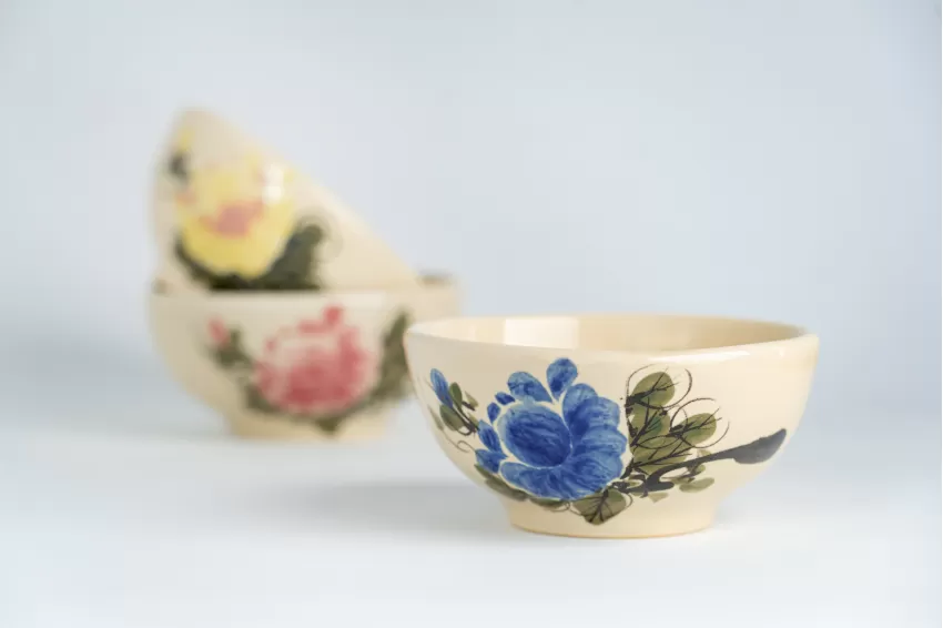 Yellow Peony "Hoài" Ceramic Large Bowl, Vietnamese Ceramics, Household, Ceramic Bowl, Ceramic, Kitchenware, Handmade, Non-toxic, Gifts