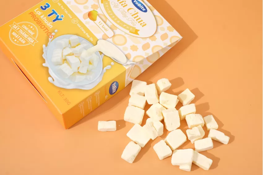 Mango Flavored Freeze Drying Yogurt Cubes, Freeze-Dried Yogurt, Freeze-Dried Yogurt Snack, Yogurt Bite Freeze-Dried, Cold-Dried Yogurt