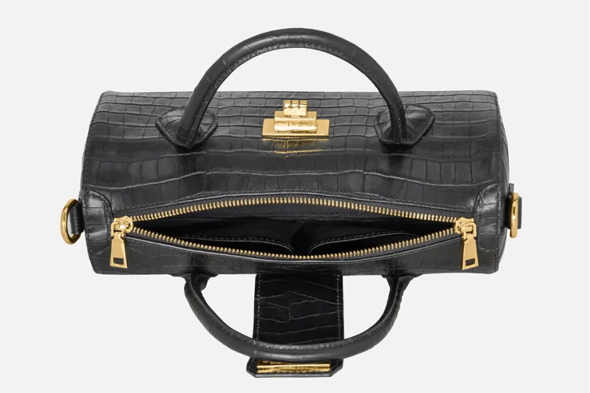 Black Marie Crocodile Embossed Leather Bag, Luxurious Style, Premium Leather Material, Eye-catching Crocodile Pattern Embossment