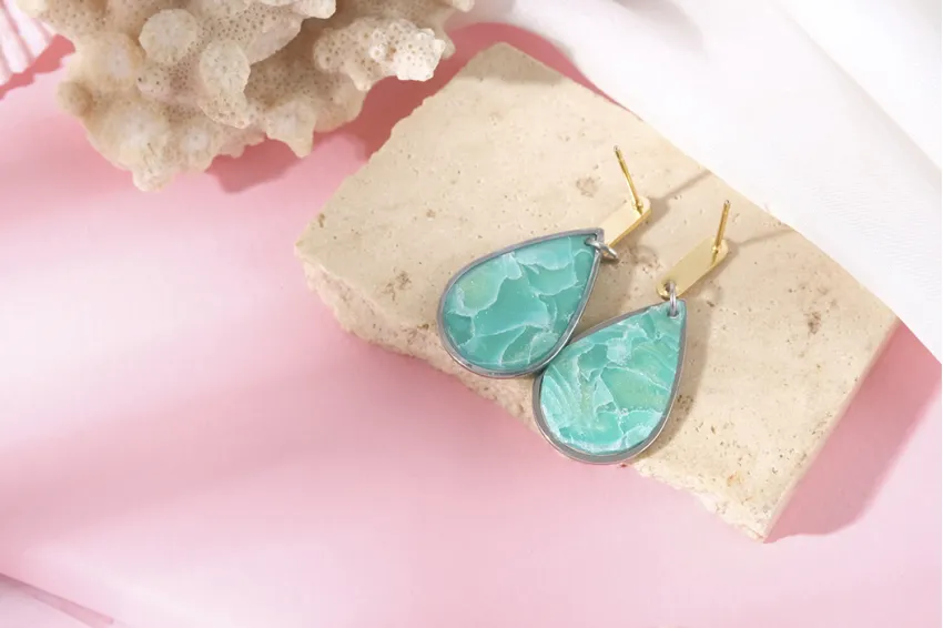 Tear Drop Marble Clay Earrings, Diverse and Vibrant Colors, Adding Delicate Touch to Outfits, Lightweight and Comfortable to Wear