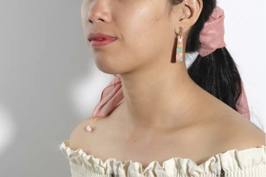 Long Marble Clay Earrings, Diverse Colors, Creating a Sense of Elegance and Slimness to the Face, Exquisitely Handcrafted Earrings