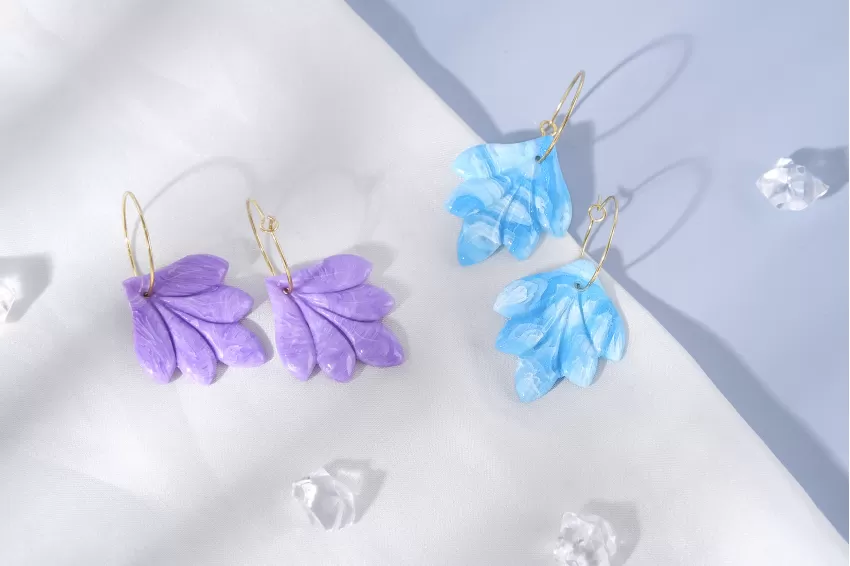 Marble Leaf Clay Earrings With Hook, Exquisite Handcrafted Artistry, Impressive Design, Youthful Style, Safe Material