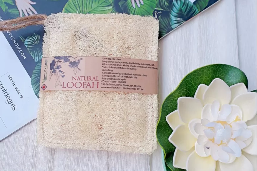 Loofah Dishwashing Sponge, Effectively Cleans Dishes, Creates Good Lather, Non-Abrasive, Environmentally Friendly