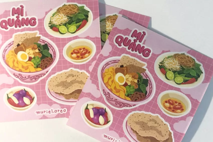 Sticker Mì Quảng, Hình Dán Đáng Yêu, Ẩm Thực Việt Nam, Văn Hoá Việt, Nét Vẽ Chi Tiết, Hình Dán Chất Lượng