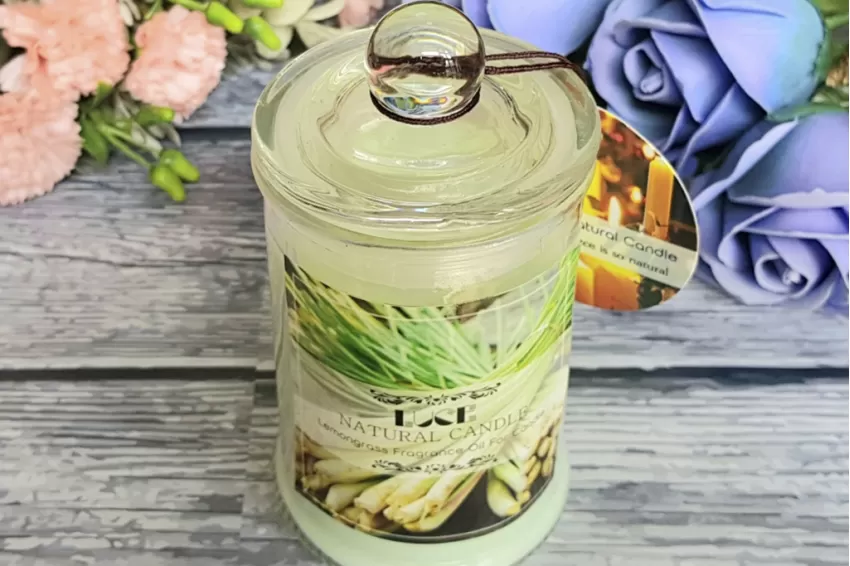 Lemongrass Scented Candle In Glass Jar