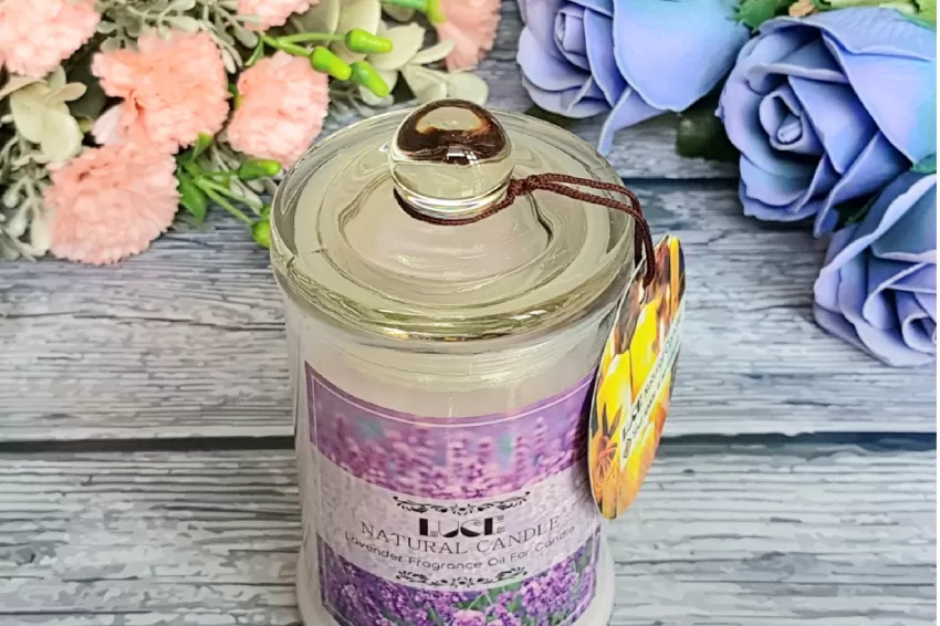 Lavender Scented Candle In Glass Jar