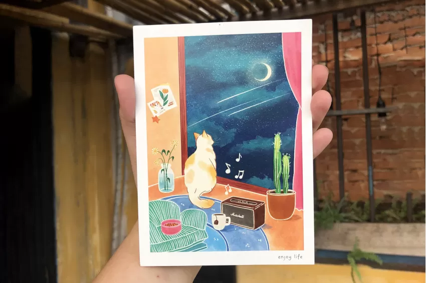 “Enjoy Life” Greeting Card, Inside The Mind Of A Cat Collection