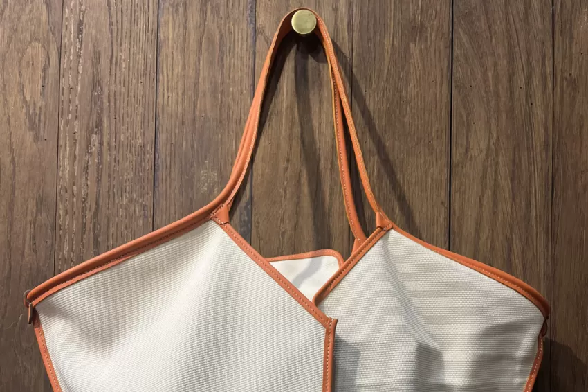 Túi Tote Da Bò Phối Canvas, Túi Tote Handmade, Thiết Kế Hiện Đại, Vải Canvas Và Da Bò Ý Thượng Hạng, Túi Tote Thời Thượng