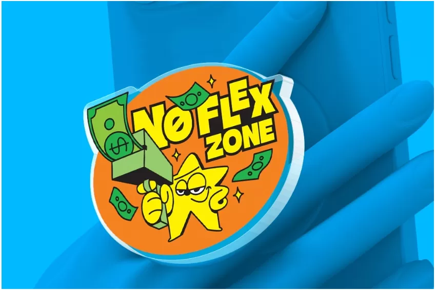 Miếng Dán Giá Đỡ Điện Thoại “No Flex Zone”, Hình Vẽ Vui Nhộn, Màu Sắc Rực Rỡ, Miếng Dán Chắc Chắn, Thiết Kế Độc Quyền, Sản Phẩm Tiện Lợi