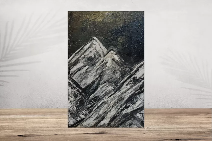 HIMHIM 191022, Hand Drawn Abstract Painting, Dominantly Black and White Color Palette, Enhancing Artistic Ambiance in Living Spaces