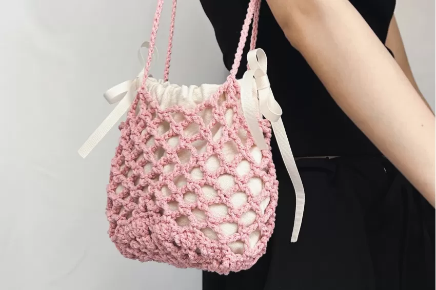 Solaris Crochet Bag, Airy Fiber Material, Soft And Lightweight, Durable, Long Straps, Sweet Pastel Colors, Spacious Form, Versatile To Wear