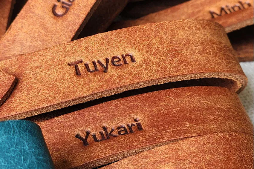 Name Engraving Leather Keychain, Premium Leather Material, Engravable, Personalized Touch, Rustic Style, Corporate Gift