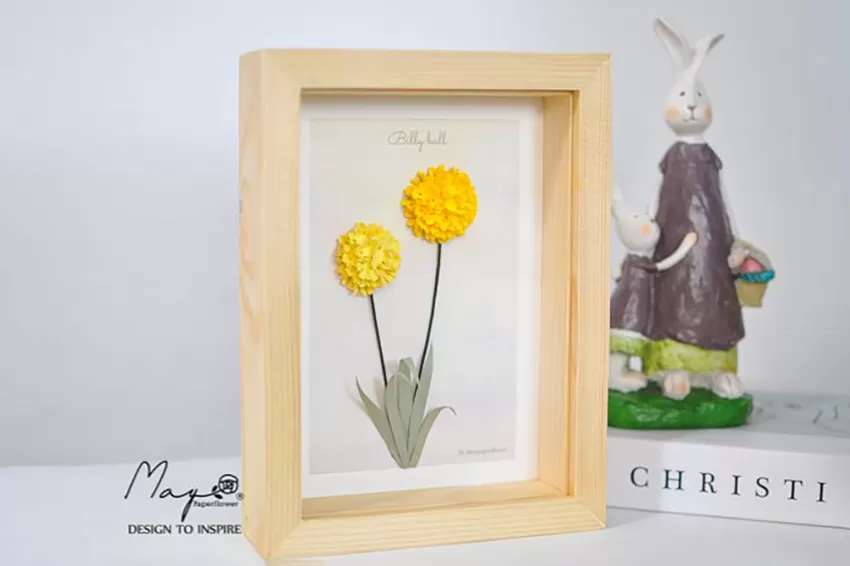 Paper Flower Painting, Billy Ball MAYPAPERFLOWER Wooden Frame of 15 x 20cm, Corporate Gift