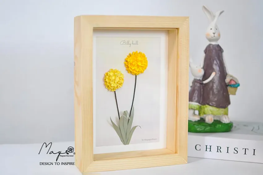 Paper Flower Painting, Billy Ball MAYPAPERFLOWER Wooden Frame of 15 x 20cm, Corporate Gift