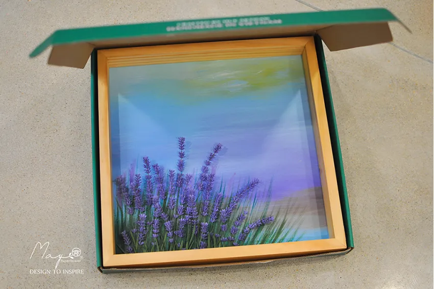 Handmade Paper Flower Painting - Lavender Field MAYPAPERFLOWER With 40x40cm Wooden Frame, Corporate Gift Handmade Paper Flower Painting - Lavender Field MAYPAPERFLOWER With 40x40cm Wooden Frame, Corporate Gift