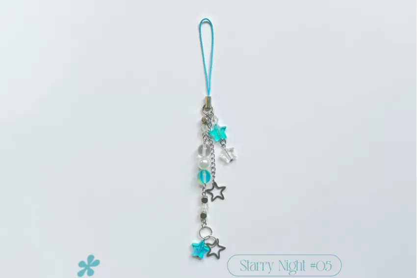 Dây Treo Điện Thoại Hạt Ngôi Sao Xanh 05, Bst Starry Night, Dây Đeo Túi Xách, Thiết Kế Trẻ Trung Và Bắt Mắt, Quà Handmade Tặng Bạn Bè