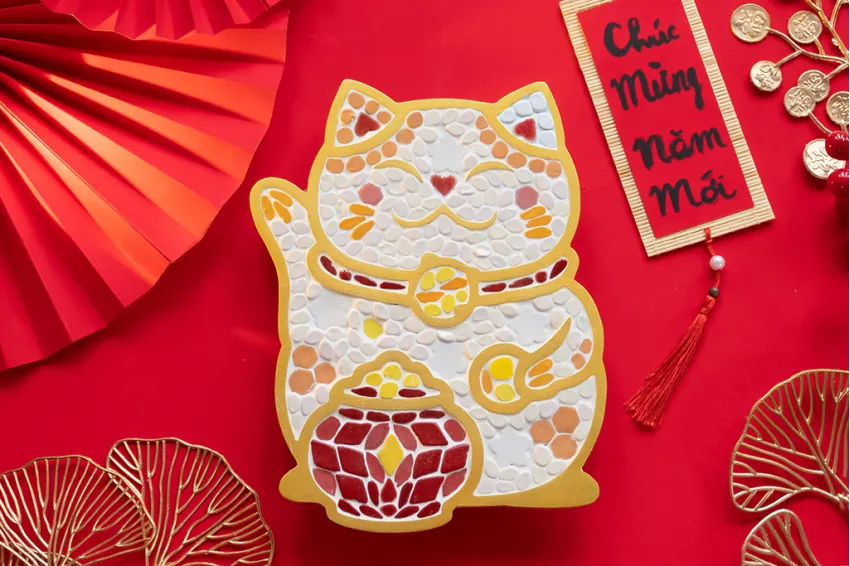 [Tet Collection] Maneki Neko, DIY Mosaic Kit For Kids, Various Designs, Premium Ceramic Material, Meaningful and Educational Gift for Children