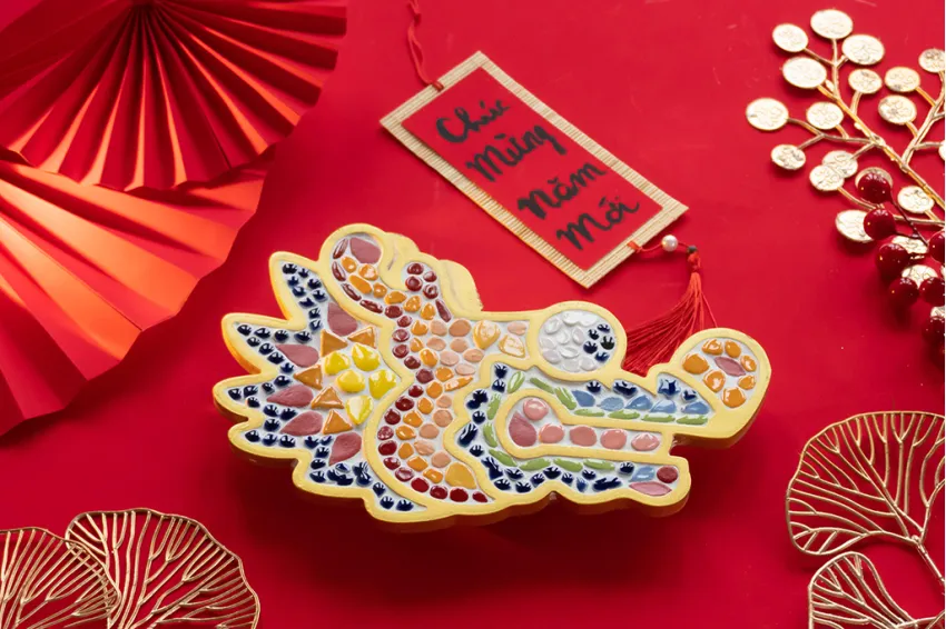 [Tet Collection] Fire Lighten Dragon, DIY Mosaic Kit For Kids, Sparks Creativity and Exploration, Educational Gift