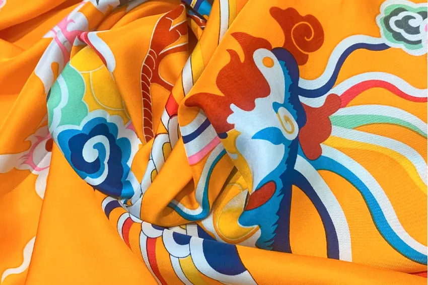 Phoenix, 90cm Square Silk Scarf With Hand-Rolled Hem - MsKEN