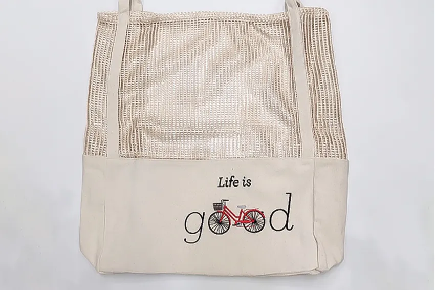 Love Is Good Embroidered Mesh Tote Bag, Tote Bags, Mesh Bags, Embroidered Bag, Handmade, Handmade Fabric Bags, Women's Gifts, Fashion Accessories