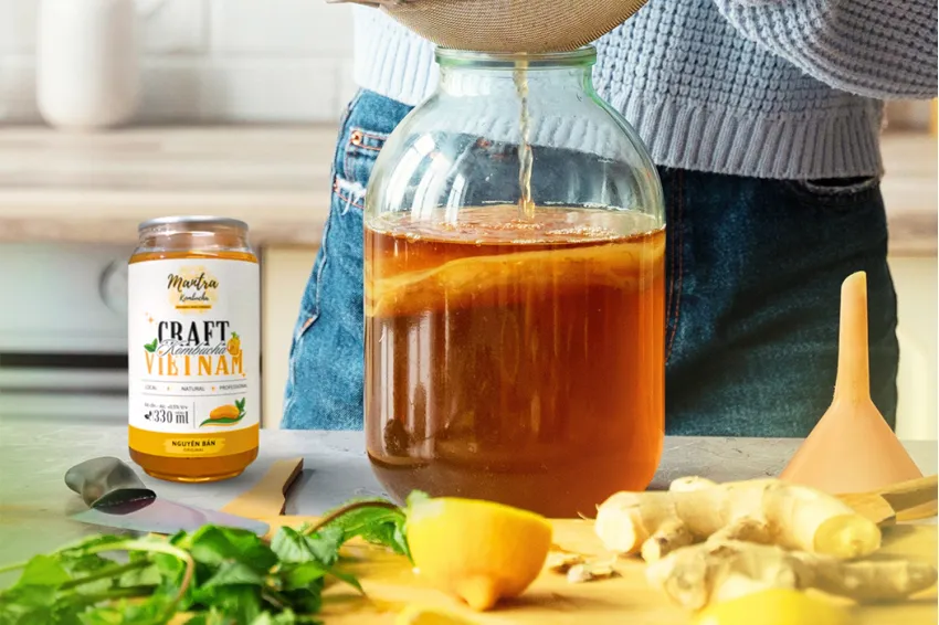 Mantra Kombucha Vị Nguyên Bản, Kombucha, Trà Lên Men, Thức Uống Lành Mạnh, Nguyên Liệu Tự Nhiên, Thức Uống Tốt Cho Hệ Tiêu Hóa, Quà Tặng Sức Khỏe