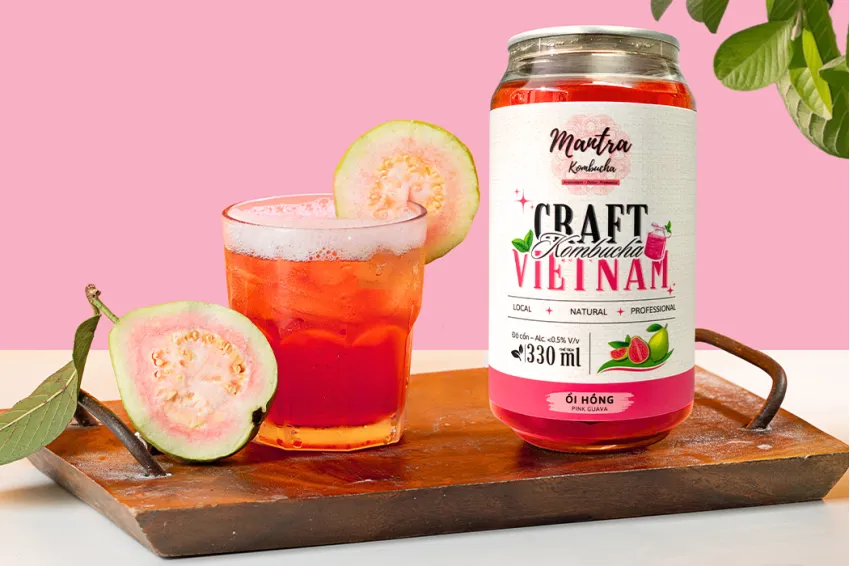 Mantra Kombucha Trà Lên Men Thủ Công Vị Ổi Hồng, Thức Uống Lành Mạnh, Nguyên Liệu Tự Nhiên, Thức Uống Tốt Cho Hệ Tiêu Hóa, Quà Tặng Sức Khỏe