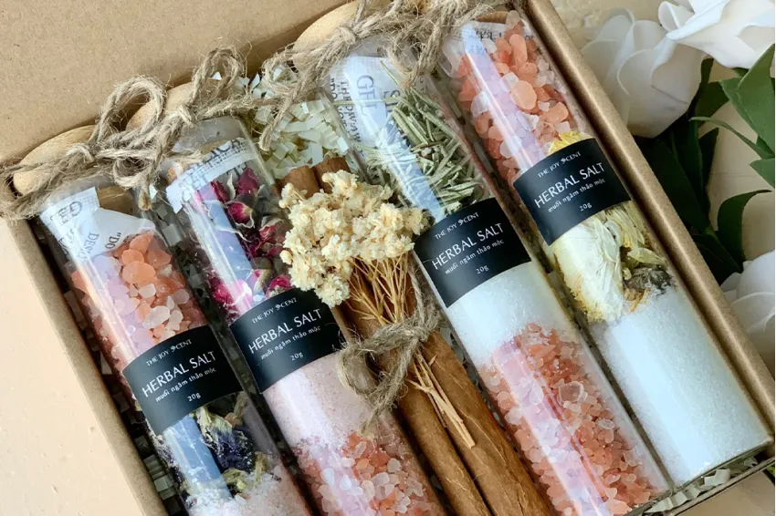 Salty But Sweet Gift Box, Self Care Gift Box, Handmade Gift Box, Handmade Herb Soaked Salt, Women's Gift Box, Organic Ingredients