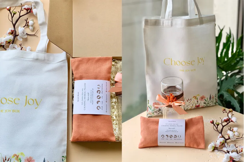 Hộp Quà Sunkissed Box, Quà Tặng Cho Nữ, Quà Tặng Sức Khỏe, Quà Tặng Chăm Sóc Bản Thân, Gối Chườm Thảo Mộc, Bình Lọc Trà