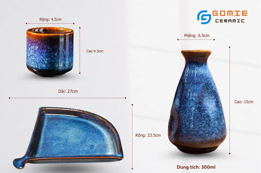 Fire-Glazed Ceramic Sake Set, A Treasured Gift For Sake Connoisseurs, Impress Your Guests, Handcrafted Vietnamese Ceramic Gift