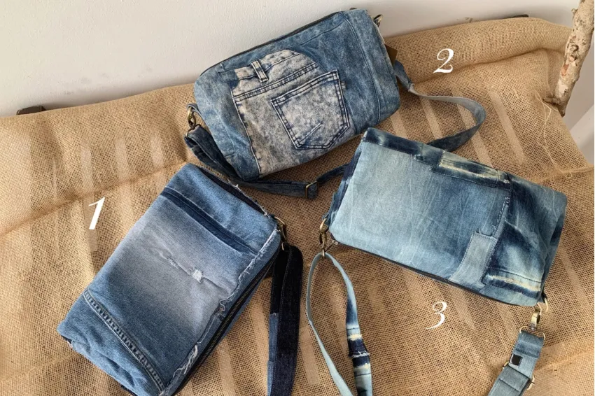 Unisex Drum Bag From Recycled Jeans, Handmade Denim Patchwork For Adventurers, Spacious and Stylish, Unique Gifts, Fashionable Gifts