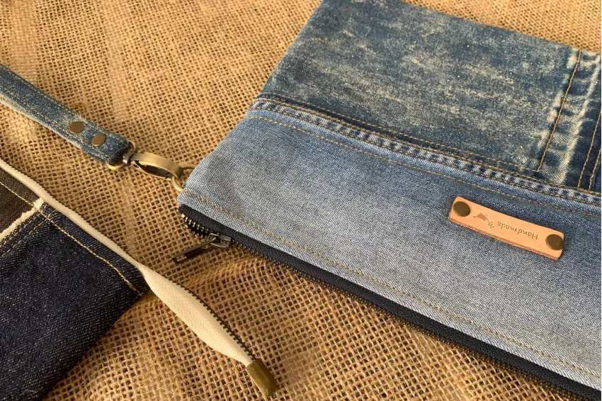 Handmade Recycled Denim Clutch Bag, Sustainable Wallets With Style, Eco-Friendly Fashion, Unique Gifts