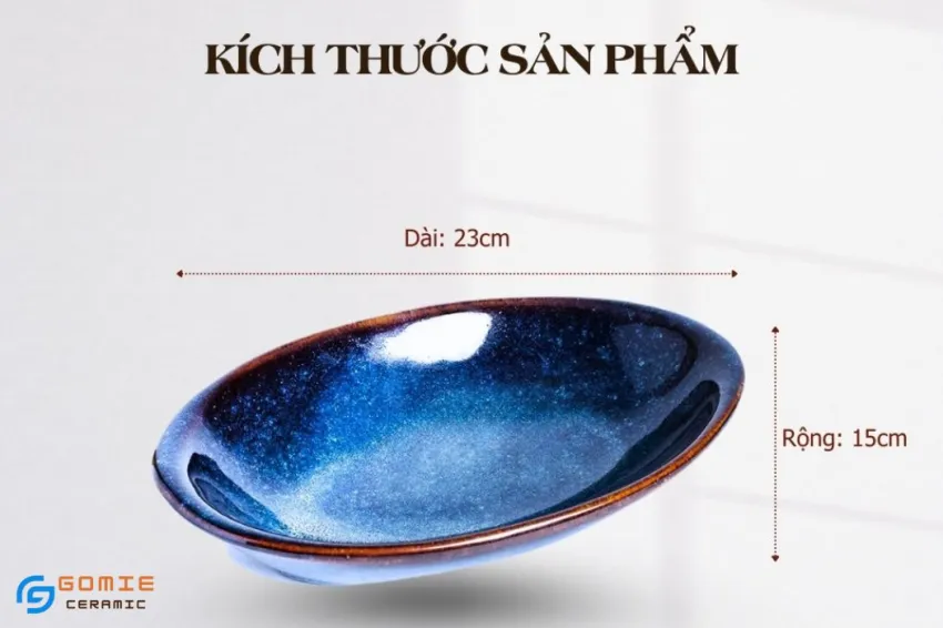 Ocean Blue Fire-Glazed Ceramic Oval Plate, 23 x 15cm, Mysterious Alure,  Vietnamese Ceramic, Bat Trang Ceramic,  Premium Ceramics, Premium Gifts