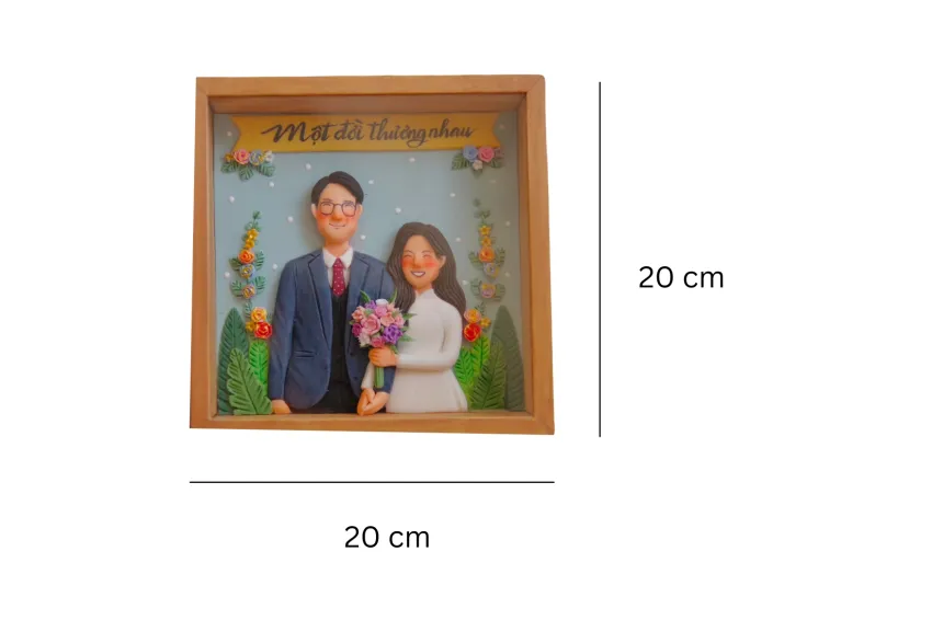 Couple Clay Art, 20cm, Custom Photo And Message, Personalized Clay Painting, Portrait Figurine, Personalized Gift, Wedding Gift, Birthday Gift